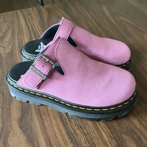 Dr. Martens ZEBZAG SUEDE SLINGBACK PLATFORM MULE ✨ Muted Purple Sz 8 NWT